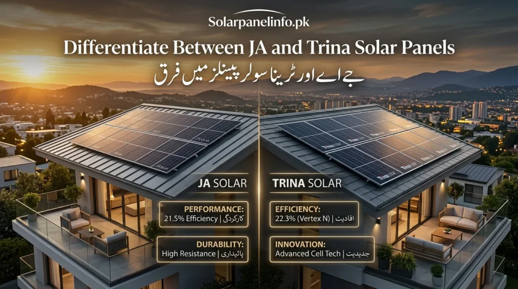 Differentiate between the JA and Trina solar panels